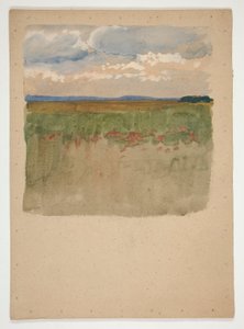 フィールド、地平線、空のある風景 作： Edwin Austin Abbey