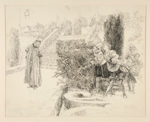 マルヴォリオは手紙を見つける、第 2 幕、第 5 場、十二夜のイラスト 作： Edwin Austin Abbey