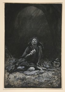 ダンジョンのマルヴォリオ、第 3 幕、第 4 場、十二夜のイラスト 作： Edwin Austin Abbey