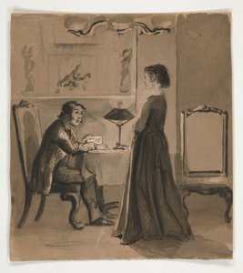 男と女のインテリア - 正体不明のイラスト 作： Edwin Austin Abbey