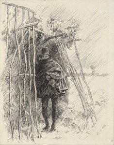 雨の中の男、イラストの勉強 作： Edwin Austin Abbey