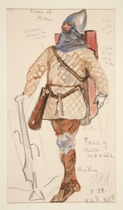 マン・オブ・アームズ、ヘンリー・アーヴィングの衣装スケッチ 作： Edwin Austin Abbey
