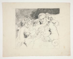 彼の周りに子供を持つ男 - 正体不明のイラスト 作： Edwin Austin Abbey