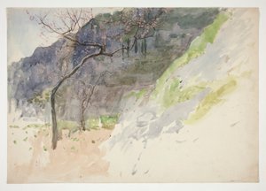木々が芽吹く山岳風景 作： Edwin Austin Abbey