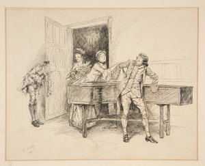 ナンとピアノ、オリバー・ゴールドスミスのイラスト 作： Edwin Austin Abbey
