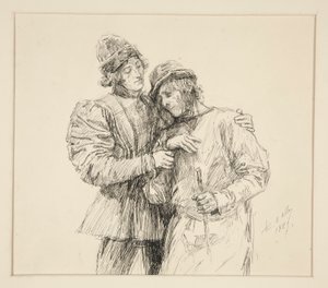 オーランドとアダム、第 2 幕、第 4 場、お気に召すままの挿絵 作： Edwin Austin Abbey