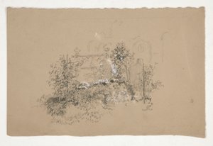 生い茂った庭(?) 墓地(?) 作： Edwin Austin Abbey