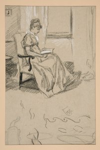 読書するアビー夫人の肖像 作： Edwin Austin Abbey