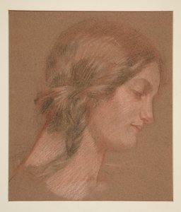プロフィールの女性の肖像画 作： Edwin Austin Abbey