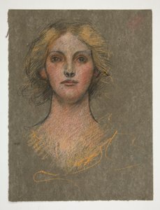 若い女性の肖像画 作： Edwin Austin Abbey