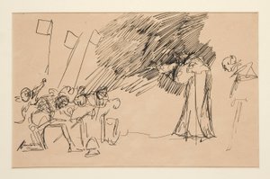 第 2 幕、第 1 場、すべての予備スケッチ 作： Edwin Austin Abbey