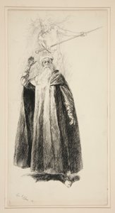 プロスペローとアリエル、第 5 幕、第 1 場、テンペストのイラスト 作： Edwin Austin Abbey