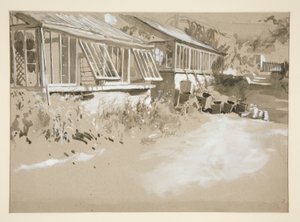 小屋と低木 作： Edwin Austin Abbey