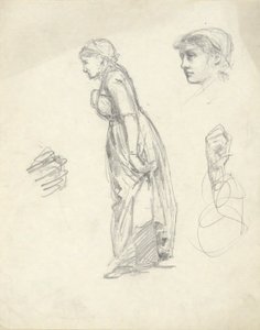 学習シート: 女性、頭、手 作： Edwin Austin Abbey