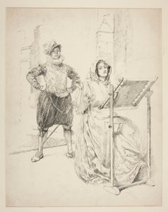 水仙の歌のスケッチ 作： Edwin Austin Abbey