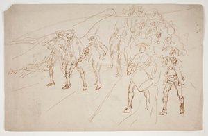 行進中の独立戦争部隊のスケッチ 作： Edwin Austin Abbey