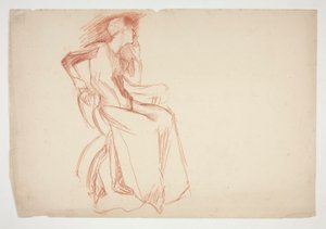 座っている女性像のスケッチ - 正体不明のイラスト 作： Edwin Austin Abbey
