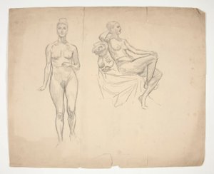 2 つのポーズのモデルのスケッチ 作： Edwin Austin Abbey