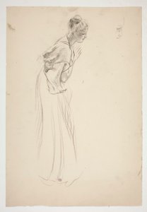 かがんで祈る女性のスケッチ 作： Edwin Austin Abbey