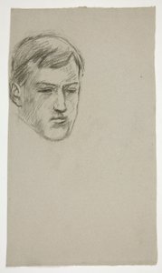 若い男性のスケッチ (身元不明のシッター) 作： Edwin Austin Abbey