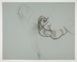 上半身と握りこぶしのスケッチ 作： Edwin Austin Abbey