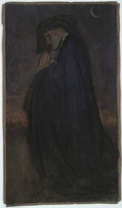 勉強。 青いマントの男、月明かり 作： Edwin Austin Abbey