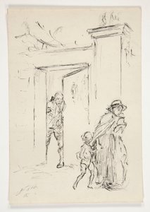 .1208 の研究 - オリバー ゴールドスミスのイラスト 作： Edwin Austin Abbey