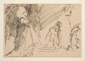 司祭と貴婦人の習作（水彩） 作： Edwin Austin Abbey