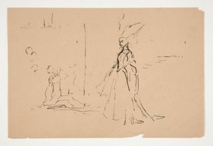 司祭と貴婦人の習作（水彩） 作： Edwin Austin Abbey