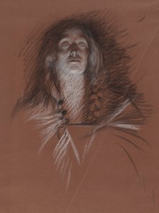 劇の場面、ハムレット、第 3 幕、第 2 場からのケルト族の女性の頭の習作 作： Edwin Austin Abbey