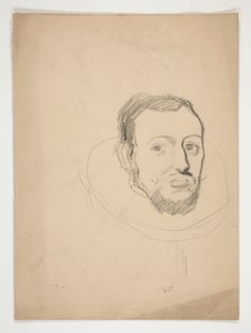 男の頭の習作：ペンシルベニア州ハリスバーグの州議会議事堂の壁画のスケッチ、1902-1911年（ジョン・シンガー・サージェントによって完成） 作： Edwin Austin Abbey