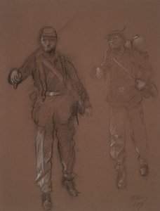 2 人の南北戦争の兵士の図の研究、 作： Edwin Austin Abbey