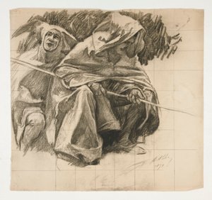 The Quest of the Holy Grail からの The Fisher King の習作 (1901 年に完成した、ボストン公立図書館のための 15 枚の絵画のシリーズ) 作： Edwin Austin Abbey