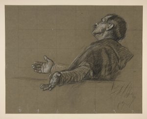 ボストン公立図書館の聖杯の探求の壁画シリーズのためのローブを着た人物の習作 作： Edwin Austin Abbey