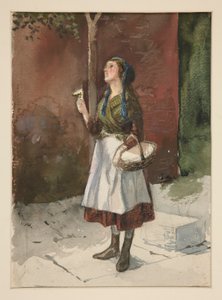 庭の若い女の子の研究 作： Edwin Austin Abbey