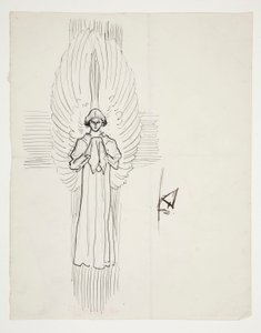 聖杯の探求のための天使の研究（ボストン公立図書館のための15枚の絵画のシリーズ、1901年に完成） 作： Edwin Austin Abbey