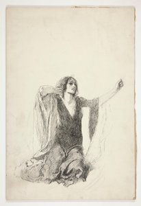 ひざまずく女性の習作、おそらく墓のシーンでのジュリエットの習作、 作： Edwin Austin Abbey