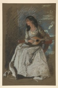 マンドリンを演奏する女性の研究 作： Edwin Austin Abbey