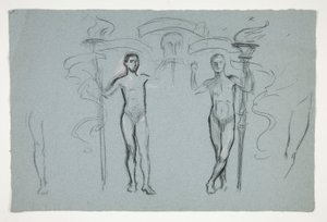 二人の火炎放射器の研究 作： Edwin Austin Abbey