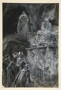 バンケット、第 3 幕、第 3 場、テンペストの挿絵 作： Edwin Austin Abbey