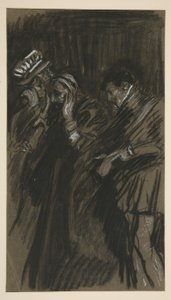 じゃじゃ馬ならしの勉強をする3人の男(?) 作： Edwin Austin Abbey