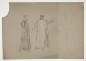 2 つの図: 初期の研究 作： Edwin Austin Abbey