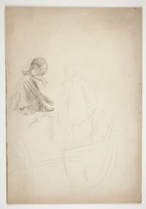 荷車に乗った二人の人物 - (未確認イラスト) 作： Edwin Austin Abbey