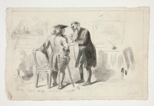 インテリアで会話する 2 人の男性 - 正体不明の図 作： Edwin Austin Abbey