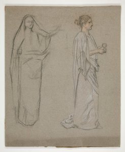 2 人の女性: 勉強 作： Edwin Austin Abbey