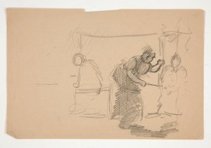 正体不明のイラスト - フィギュア付きのキッチンの研究 作： Edwin Austin Abbey