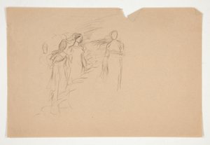 正体不明のイラスト - 3 人の女性像の研究 作： Edwin Austin Abbey