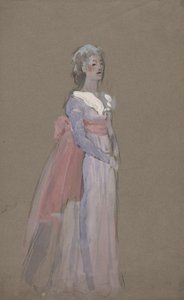 エンパイア ドレスを着た女性 - ラ トスカのコスチューム スタディ 作： Edwin Austin Abbey