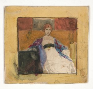 女性着席 - 正体不明のイラスト 作： Edwin Austin Abbey