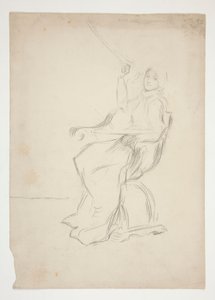 椅子に座っている女性 (直腸); 2 つの正体不明の建築スケッチ (裏面) 作： Edwin Austin Abbey